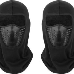 2x Warm Balaclava Full Face Mask Cover with Breathable Mesh Silicone Panel, Winter Fleece Neck Warmer Wind Proof, Fit Helmet Hat for Adults - Elastic Size Universal