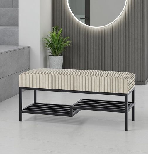 Ashton Modern Upholstered Bench with Shoe Rack