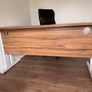 Large Walnut-Effect Office Desk - White Metal Frame Image 9