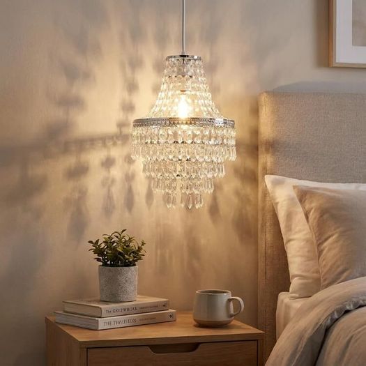 5 Tier Teardrop Crystal Beaded Chandelier Lamp Shade Pendant Light