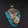 Vintage Silver Bird & Flower Desgin Turqouise Pendant Image 10