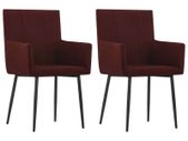 Dining Chairs with Armrests 2 pcs Wine Red Fabric