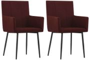 Dining Chairs with Armrests 2 pcs Wine Red Fabric