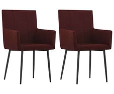 Dining Chairs with Armrests 2 pcs Wine Red Fabric