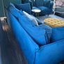 3+2 Seater navy blue Velvet Sofa Suite + footstool Image 5