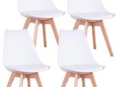 Set of 4 Dining Room Chairs with Solid Beech Legs, Kitchen Chairs, Upholstered Chairs with Backrest, Living Room Chairs, Office Chairs,