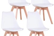 Set of 4 Dining Room Chairs with Solid Beech Legs, Kitchen Chairs, Upholstered Chairs with Backrest, Living Room Chairs, Office Chairs,