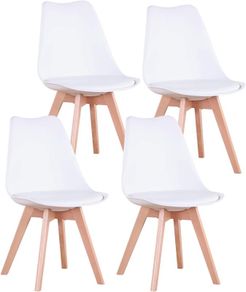 Set of 4 Dining Room Chairs with Solid Beech Legs, Kitchen Chairs, Upholstered Chairs with Backrest, Living Room Chairs, Office Chairs,