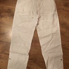 White Linen 3/4 length Trousers
