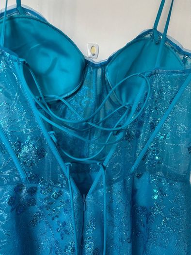 Stunning Blue Debs Dress (strapless or with straps) with sparkle)