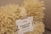 Cream faux fur throw x 2