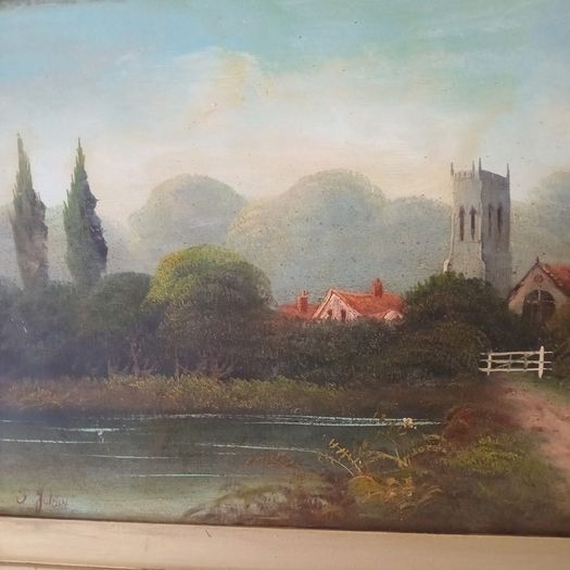 !9th century Oil on Board Painting.Signed.