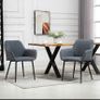 Mid-Century Dining Chairs Upholstered Linen Fabric Accent Chairs with Metal Legs, Set of 2, Dark Grey Image 2