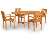 5 Piece Garden Dining Set Solid Teak Wood