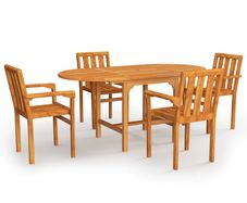5 Piece Garden Dining Set Solid Teak Wood