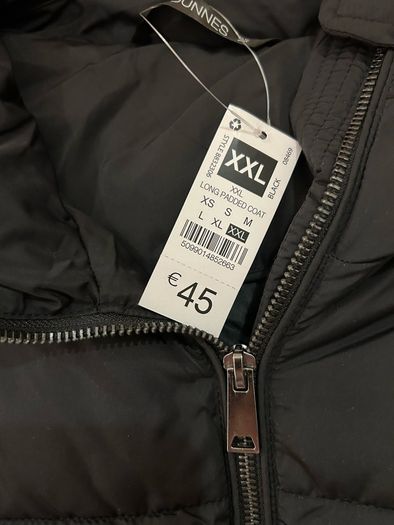 Black Long Padded Coat Size 2XL