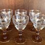 6  Beautiful Vintage Wine Glasses with Amber Stems Image 2