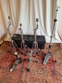 Pearl Hardware pack and hardcase hi hat stand, cymbal stands, snare stand, bass drum pedal