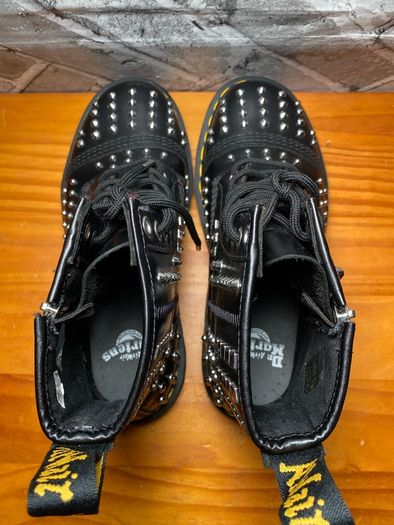Dr Martens 1460 Ladies Black Smooth Studded Atlas Leather Punk Goth Zip Boots UK6 EU39