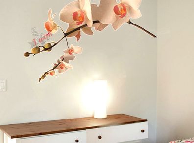 Creamy Orchid Flowers Removable PVC Wall Stickers 3D Decal Art Mural Decor