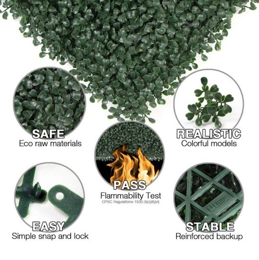Artificial Grass Wall, 6pcs Plant Wall Panels, Boxwood Greenery Hedges, Privacy Backdrop Fence Screening, Home Garden Outdoor Wall Decoration 50 x 50cm (FREE POSTAGE)