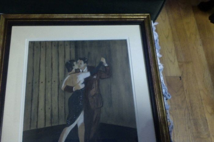 Tango Dancers, original pastel and oil painting by Argentinian artist