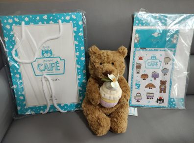 Jellycat Shanghai Exclusive Cupcake Bartholomew Bear With Pin And Stickers and 2 Gift Bags Extremely Rare