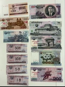 Unc 12 Pcs Collection north korea banknotes Job Lot