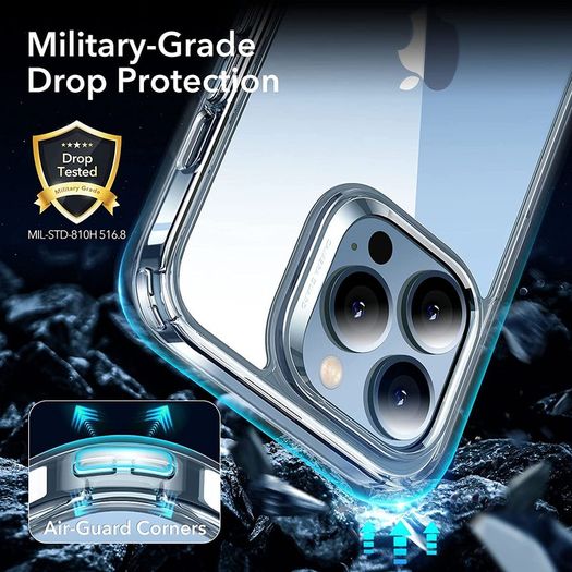 Hybrid Case Compatible with iPhone 13 Pro Max, with 2-Pack Tempered-Glass Screen Protectors, Reinforced Drop Protection, Shock-Proof Bumper, Scratch-Resistant Phone Case, Classic Series, Clear