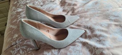 silver sparkle high heels new look comfort brand