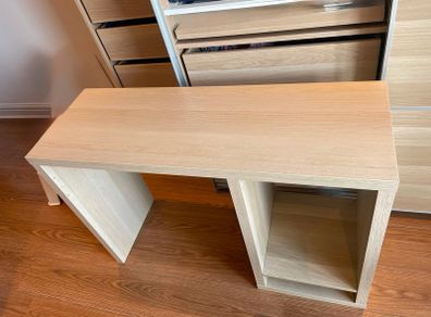 IKEA Kallax desk white stained/oak effect.