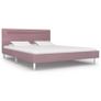 Bed Frame with LED Pink Fabric 135x190 cm Image 2
