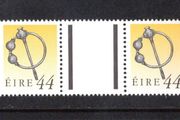 1990-91 Ireland 44p Silver Thistle Brooch Seventh Definitive Stamp Treasures Series of Ireland Gutter Pair Mint Never Hinged (MNH)