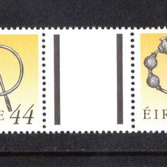 1990-91 Ireland 44p Silver Thistle Brooch Seventh Definitive Stamp Treasures Series of Ireland Gutter Pair Mint Never Hinged (MNH)