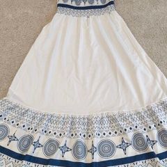 Blue & White Mediterranean Tile Print Maxi Dress