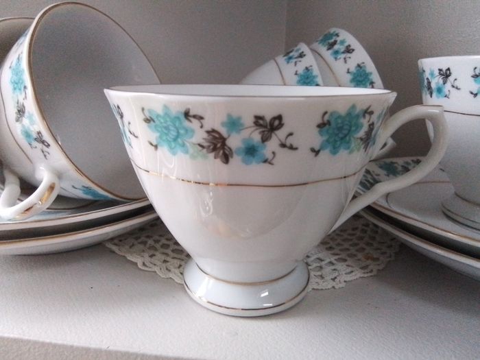Six China Cups & Saucers