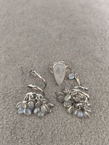 Sterling silver moonstone ring and earrings set