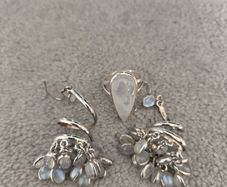 Sterling silver moonstone ring and earrings set