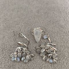 Sterling silver moonstone ring and earrings set