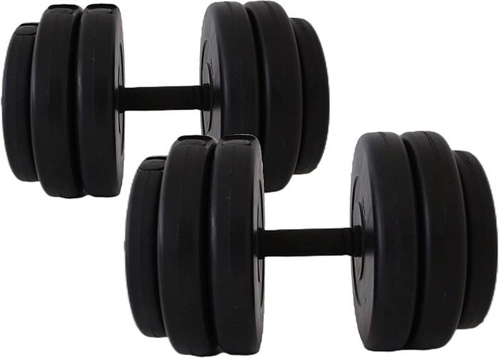 Dumbbells plastic 20kg / 30kg / 40kg - halterstaven, halters, gewichten en stersloten gekarteld