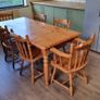 Soid Pine kitchen table and 6 chairs, 2 are 'Carvers' (with arms) and 4 are standard. Image 2