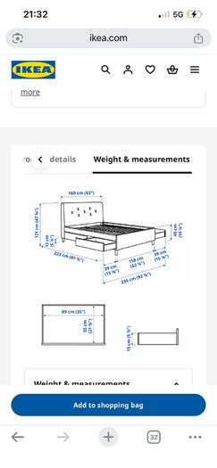 Ikea double bed with 4 storage