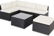 _Poly Rattan XL Lounge Set with Thick Cushions and Pillows Garden Lounge Garden Furniture Set, Black &amp; Cream
