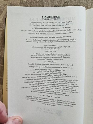 Modernism, Empire, World Literature.  Byjoe Cleary. Signed First Edition Hardback With Dustjacket In Good Condition.  See Photos For Same.