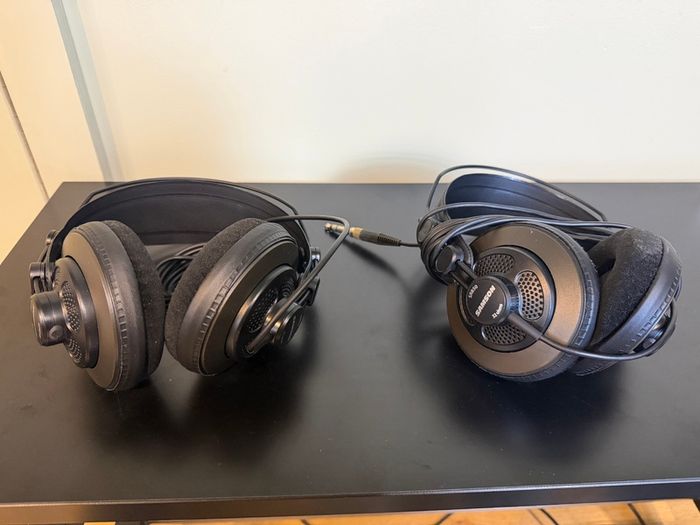 Two pairs of Samson SR850 studio headphones
