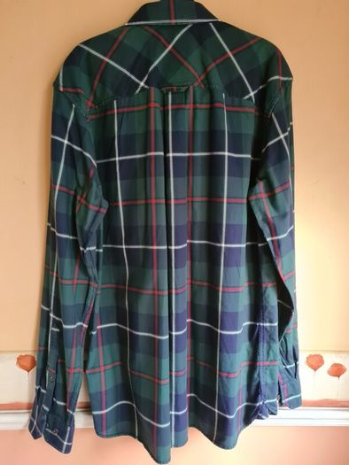 mens JOULES long sleeve shirt Size Medium classic fit tartan check navy green