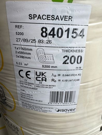 200mm Attic Insulation - 5no. rolls