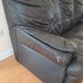 Black Leatherette 3 seater settee Image 2