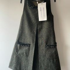 Green tweed pinafore dress age 2-3 brand new with tags