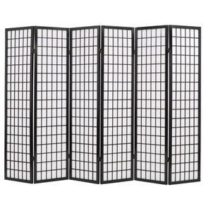 Folding 6-Panel Room Divider Japanese Style 240x170 cm Black